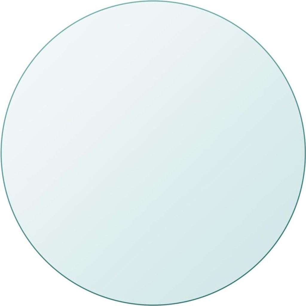 A round glass tabletop on a white background.