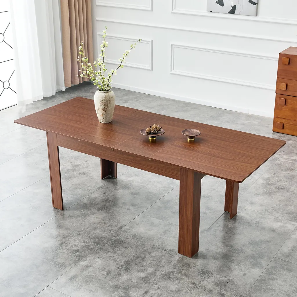 Table à manger rectangulaire à rallonges finition noyer - Modèle N75