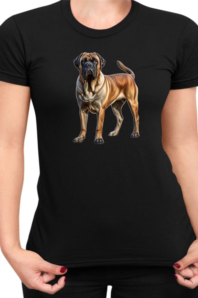 Damen T-Shirt Dogs Breeds English Mastiff Dog Breed 006, Lady XL / Schwarz