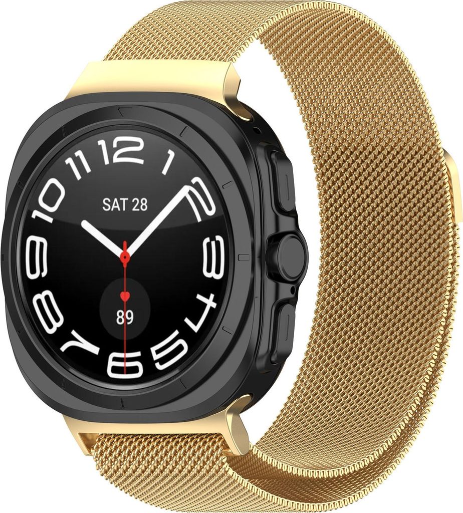 Strap-it Milanaise Smartwatch-Armband mit Magnetverschluss - Milanaise-Armband passend für die Samsung Galaxy Watch Ultra / Ultra 2025 47mm (Gold)