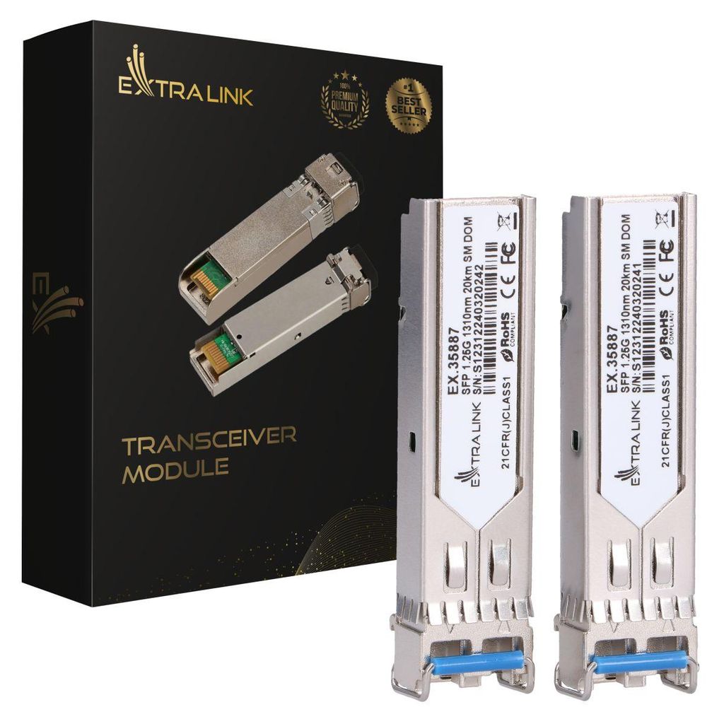 Extralink SFP 1.25G 2er-Pack Moduł SFP, 1,25Gbps, LC/UPC, 1310nm, 20km, Single Mode, DOM