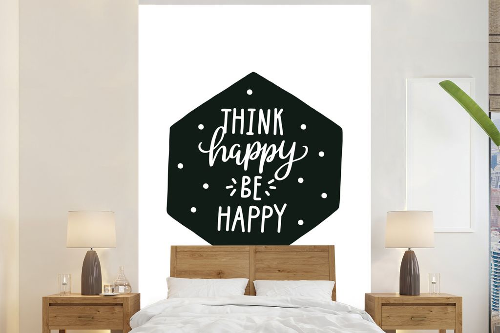 MuchoWow Fototapete für Wohnzimmer oder Schlafzimmer Wandtapete Vinyl Motivtapete Zitat - Glücklich - Kind - Jungen - Mädchen - Baby - Kinder ...