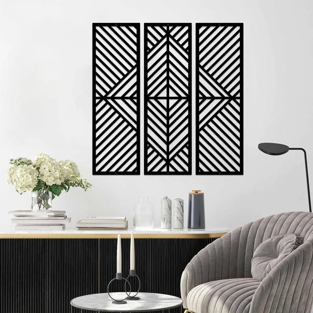 Décoration murale métal noir moderne ensemble de 2 pièces 56x62cm