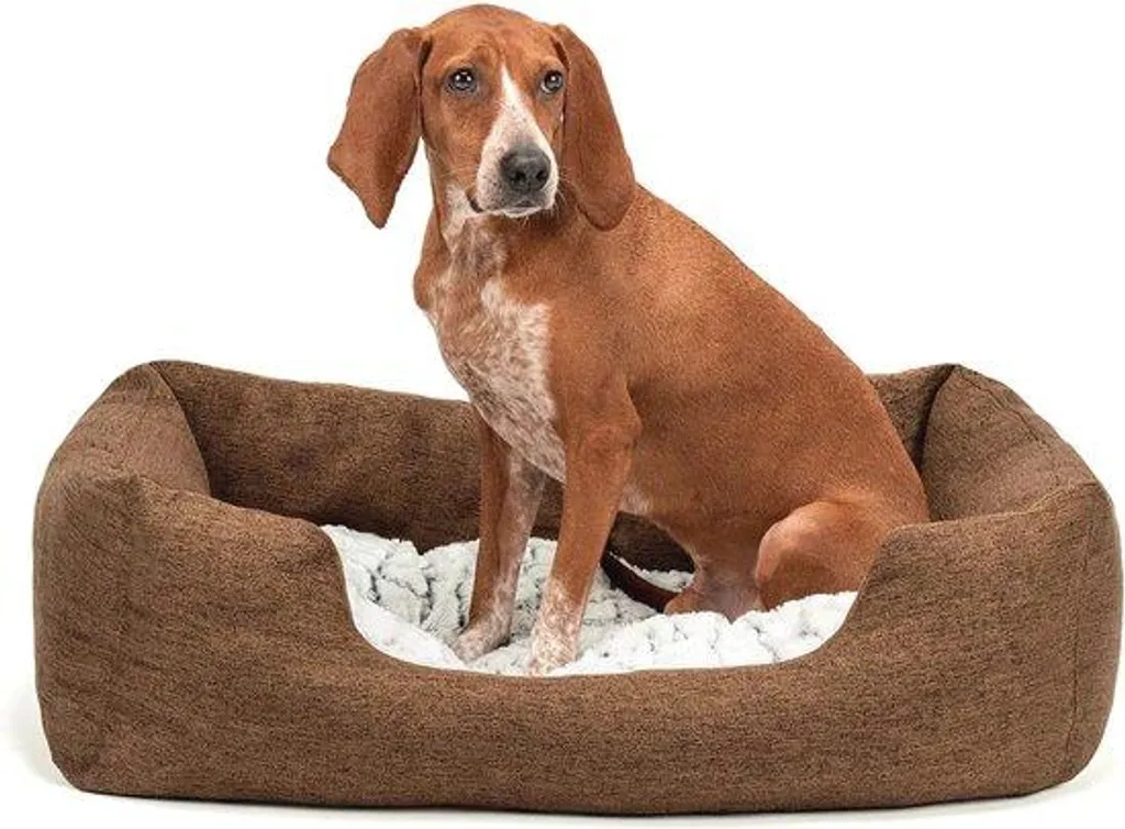 Lit moelleux pour chien avec matelas réversible, Taille M 80 x 60 cm