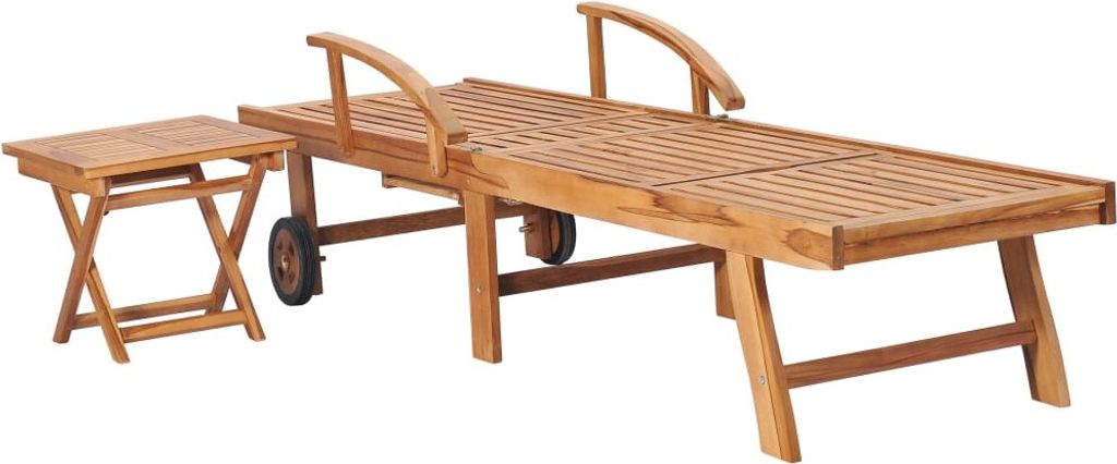 vidaXL Leżak ze stolikiem i poduszką z litego drewna Zdjęcie produktu 11