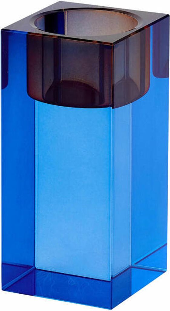 Gift Company Teelichthalter Sari M, Windlicht, Dekolicht, Kristallglas, Blau, Orange, 10.3 cm, 1096904011