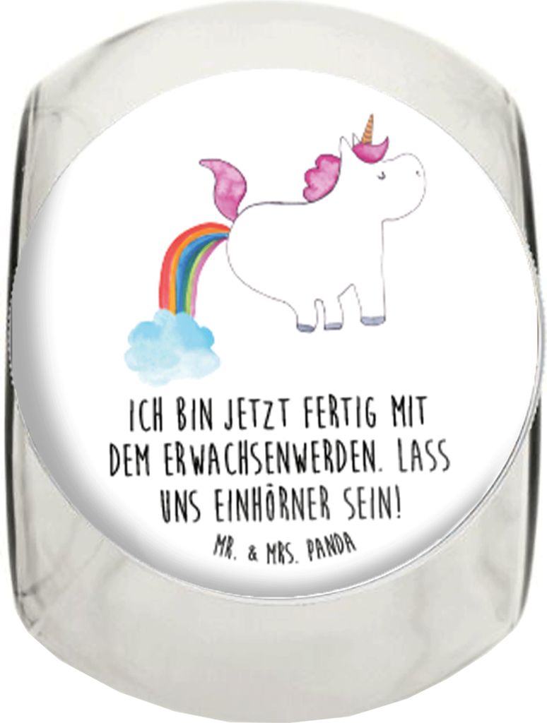 Mr. & Mrs. Panda Bonbonglas Einhorn Pupsen XL 2000ml - Weiß - Geschenk, Frischhaltedose, Freundin, lebensmittelbehälter glas, Vorratsglas, Vorrat...