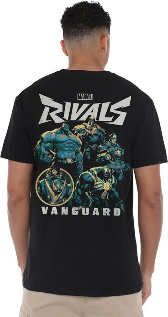 Marvel Rivals - "Vanguard" T-Shirt für Herren/Damen Uni, Rückseitiger Aufdruck TV22061 (S) (Schwarz)