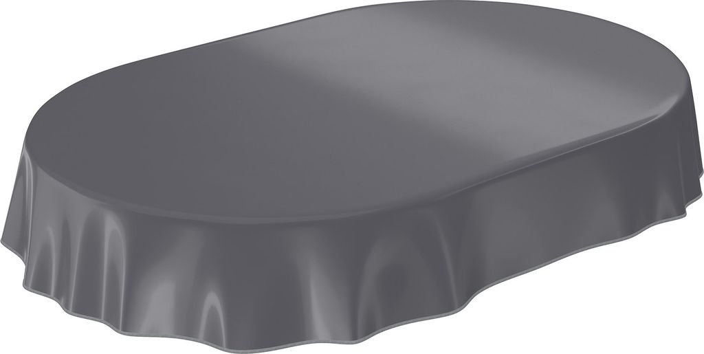 Tischdecke Wachstuch PVC abwaschbar Einfarbig Anthrazit Oval 200x140cm Band