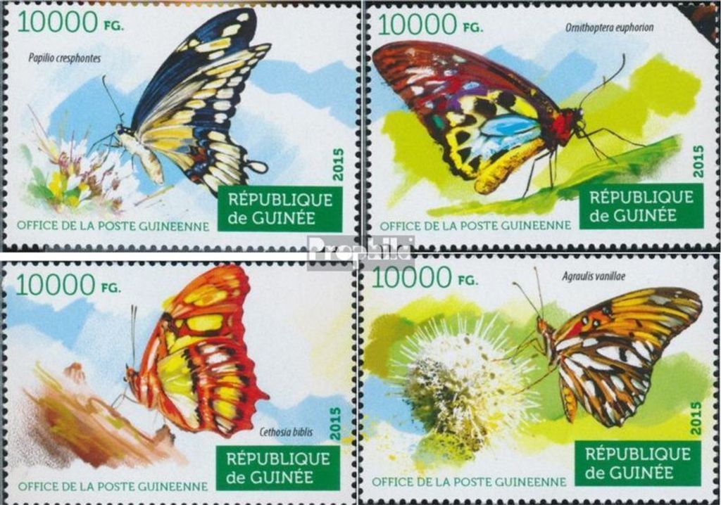 Briefmarken Guinea 2015 Mi 11163-11166 (kompl. Ausgabe) postfrisch Schmetterlinge