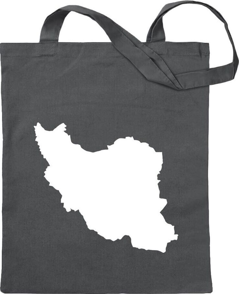Kiwistar - Baumwolltasche - stahlgrau - Iran Umriss Kontur - Tragetasche Stoffbeutel Umhängetasche Langer Henkel
