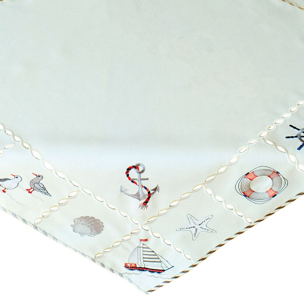 Tischdecke NINA maritime Stickerei & Cutouts Polyester 85 x 85 cm