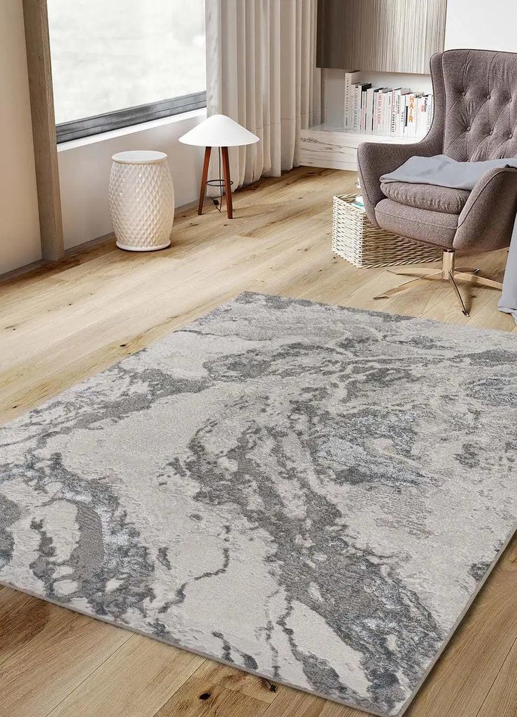 ATTICGO Kurzflorteppich AGATA Abstrakt in Grau, 80x150 cm
