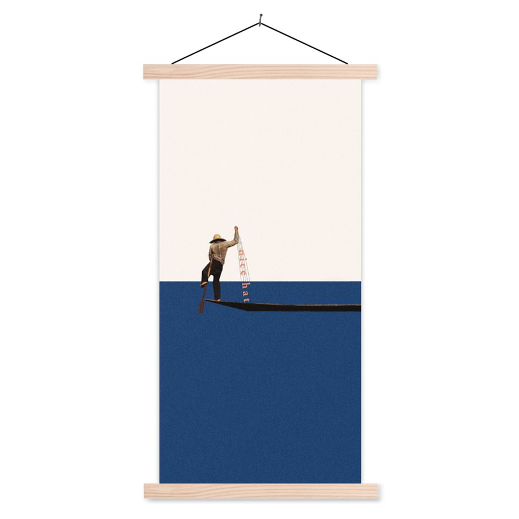 MuchoWow Textilposter Frau - Komplimente - Abstrakt 60x120 cm mit holzfarbenen Rahmen - Holz