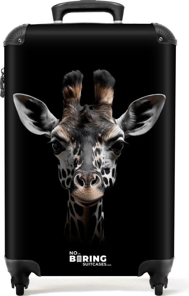 NoBoringSuitcases.com Handgepäck Koffer 55x40x20 cm, Tiere auf schwarzem Hintergrund: Giraffe, 36L