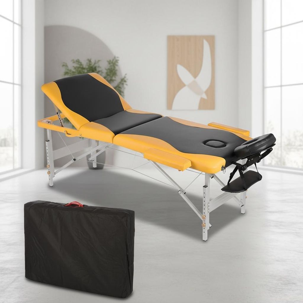 Masážny stôl 3 zóny hliníková čierna/žltá Terapeutická Obrázok produktu 