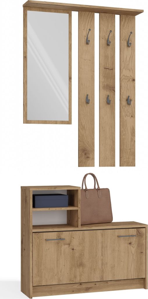 CDF Garderobe | Farbe: Eiche Artisan | Großer Spiegel | Produktbild 1