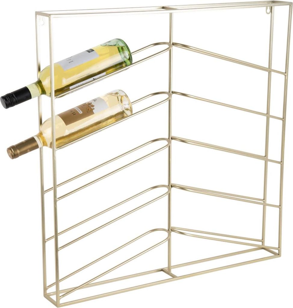 Present Time - Weinregal Cuadro - Helles Gold - 67x7.5x66cm - Metall Wand Flaschenregal