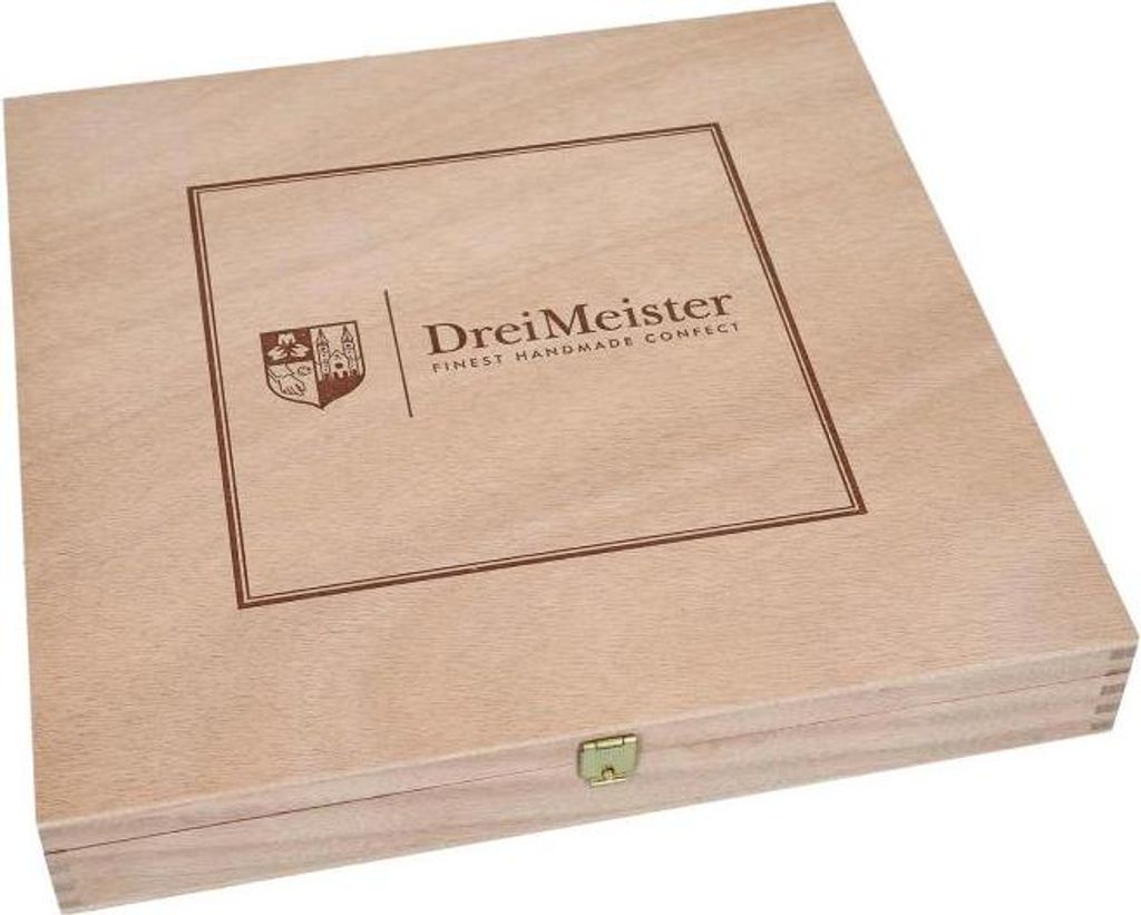 DreiMeister Riesen Holzkiste mit Pralinen & Trüffelmischung 1kg