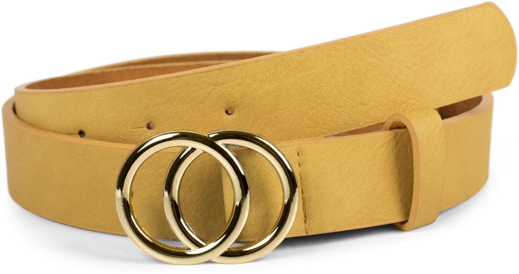 styleBREAKER Damen Gürtel 3 cm | Glänzende Ringschnalle in Gold oder Silber | Verstellbarer Taillengürtel & Hüftgürtel | Glattes Kunstleder f...