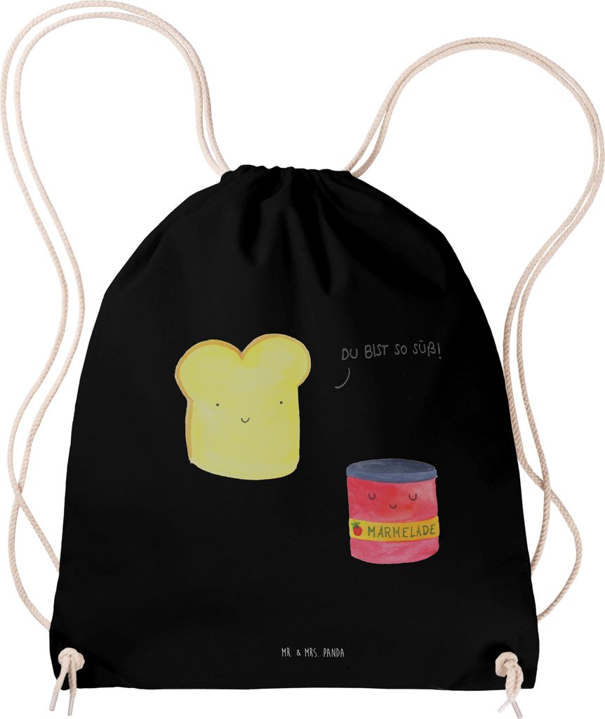 Mr. & Mrs. Panda Jutebeutel Toast Marmelade - Schwarz - Geschenk, Lustige Sprüche, Fitness Tasche, Süß, sporttasche klein, Dreamteam, Toastbrot,...