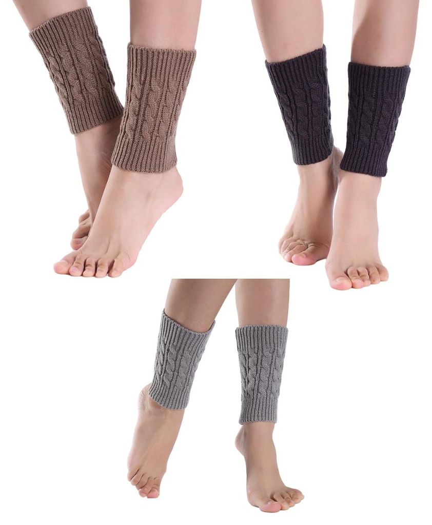 3 Paar warme, gestrickte Stulpen für Damen, kurze Produktbild 