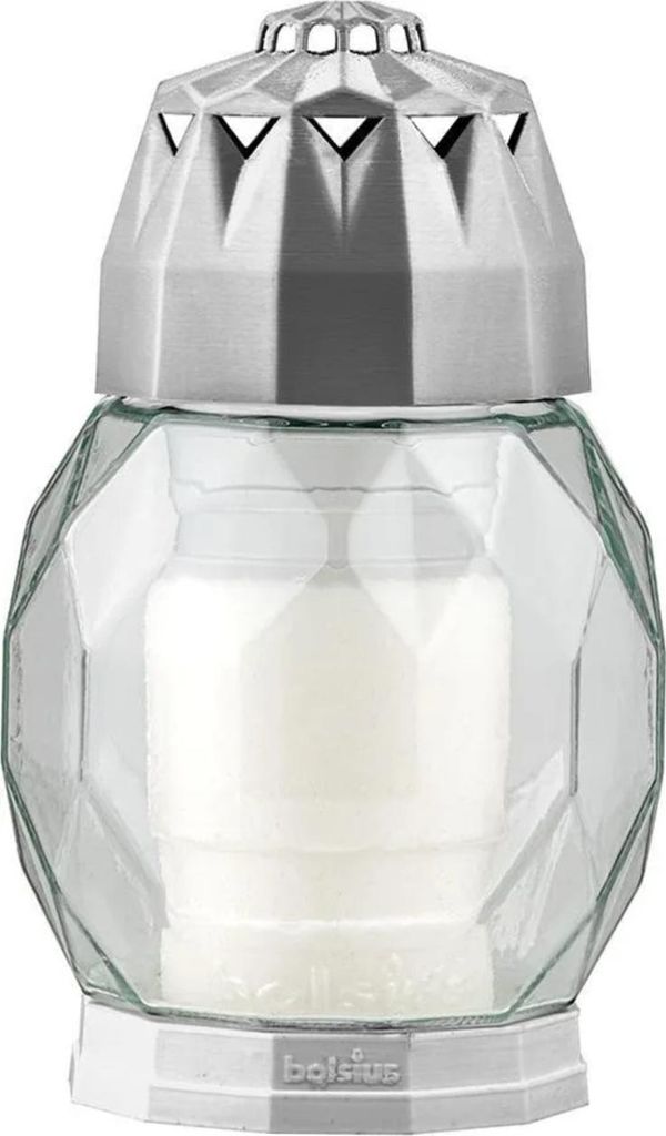 Cimetière verre 18cm dépôt de bougie DIAMOND 2D argent Image du produit 