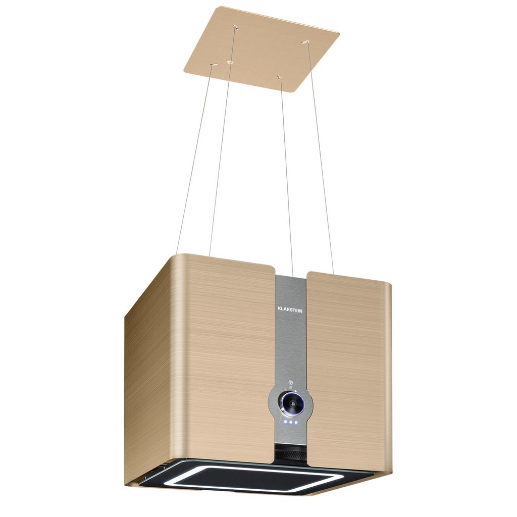 Klarstein Futurelight Smart Dunstabzugshaube freihängend - Abzugshaube Umluft mit 420m³/h Abluftleistung, Inselhaube Umluft mit LED-Beleuchtung, ...