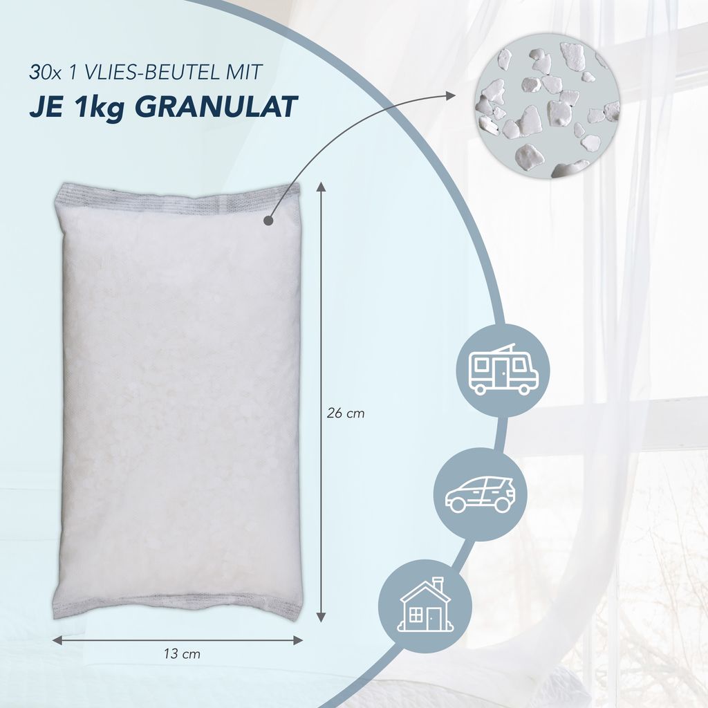 Universal Luftentfeuchter Granulat nachfüllpack im Vliesbeutel Nachfüllpackung je 1,2kg für Raumentfeuchter Keller-Trockner Anti Feuchtigkeit 2 x 1,2kg = 2,4kg