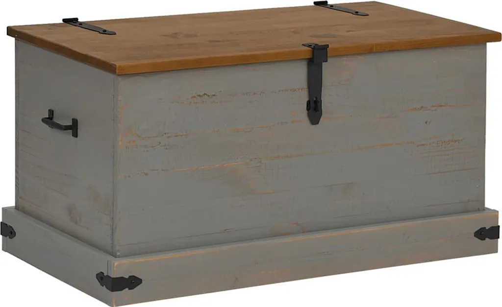 Malle de rangement grise HALDEN en bois massif vidaXL 91x48x47 cm