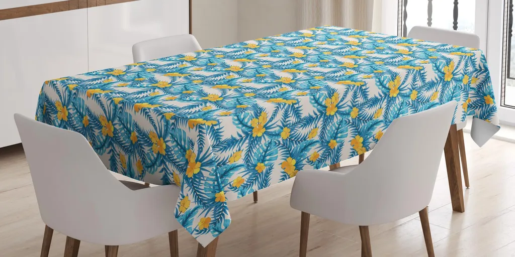 Tovaglia Estiva 140x240 ABAKUHAUS Foglie Tropicali e Fiori