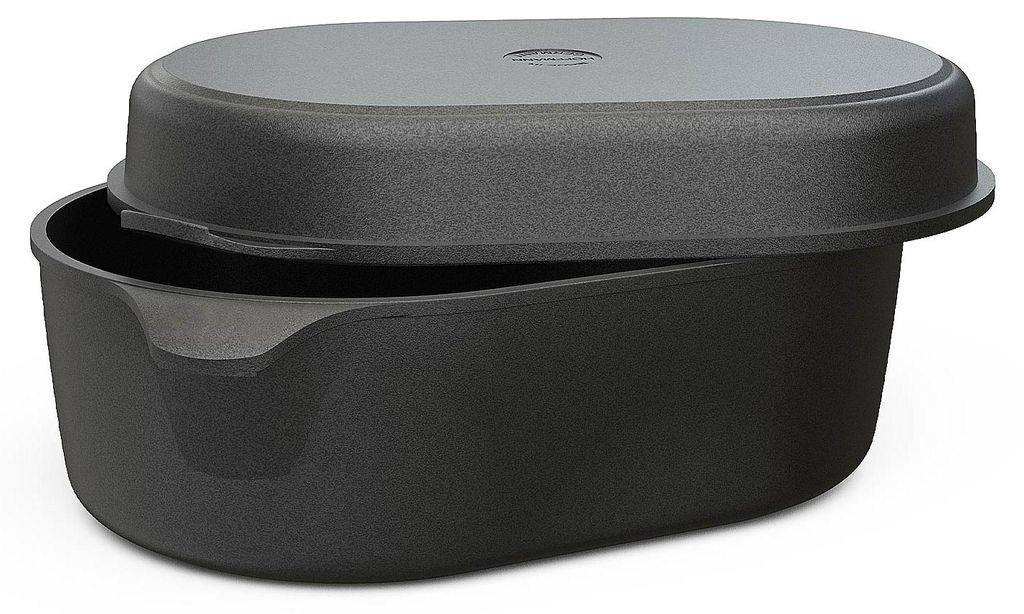 Hoffmann Bräter 2in1 oval 40x27 cm Aluguss Antihaft Produktbild 