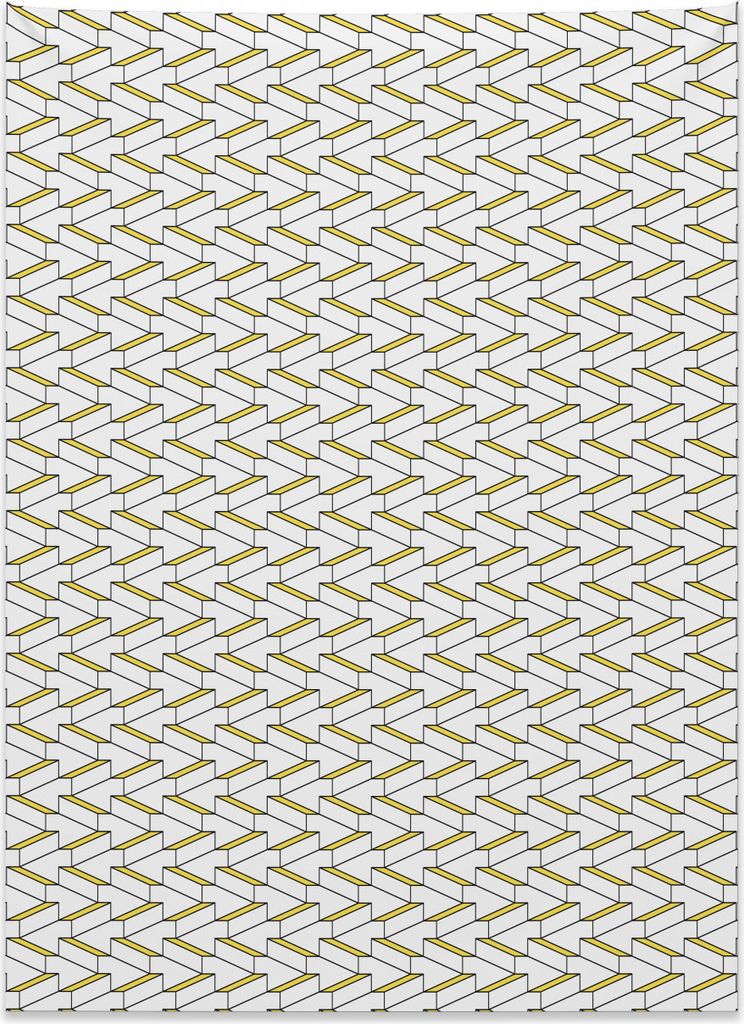 Abakuhaus Gelb und Weiß Wandteppich, Ziegeldesign aus Weiches Mikrofaser Stoff Kein Verblassen Klare Farben Waschbar, 110 x 150 cm, Gelb Weiß Sch...