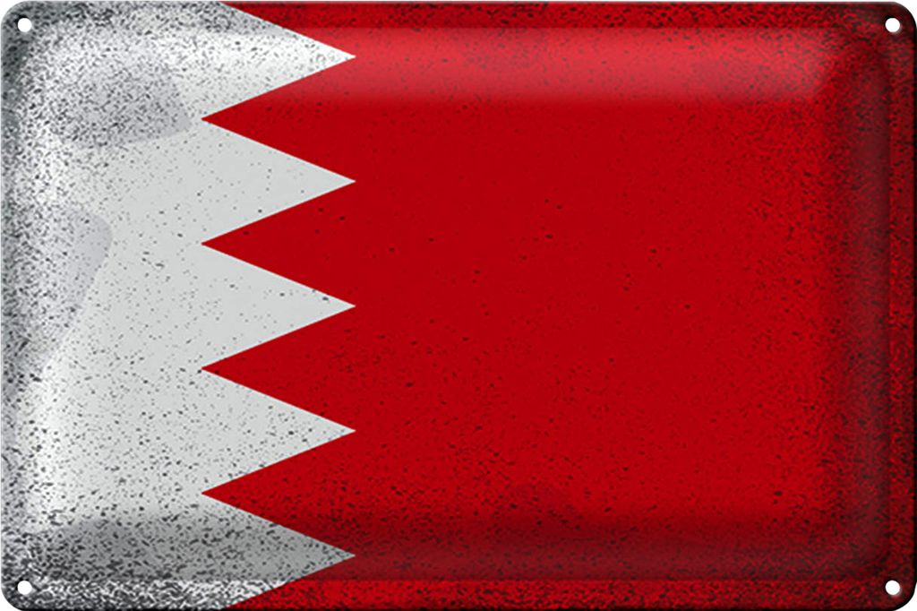 Blechschild Flagge Bahrain 30x20cm Flag of Bahrain Vintage
