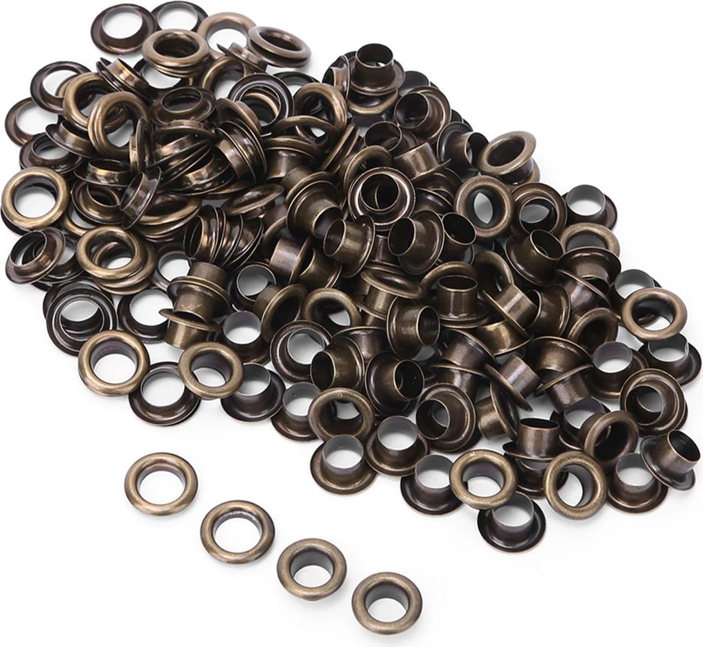 100 Stück 6 mm Messing-Doppelseitige Ösen-Hohlnieten für Kleidung, Taschen, Gürtel und Schuhe (Bronze)