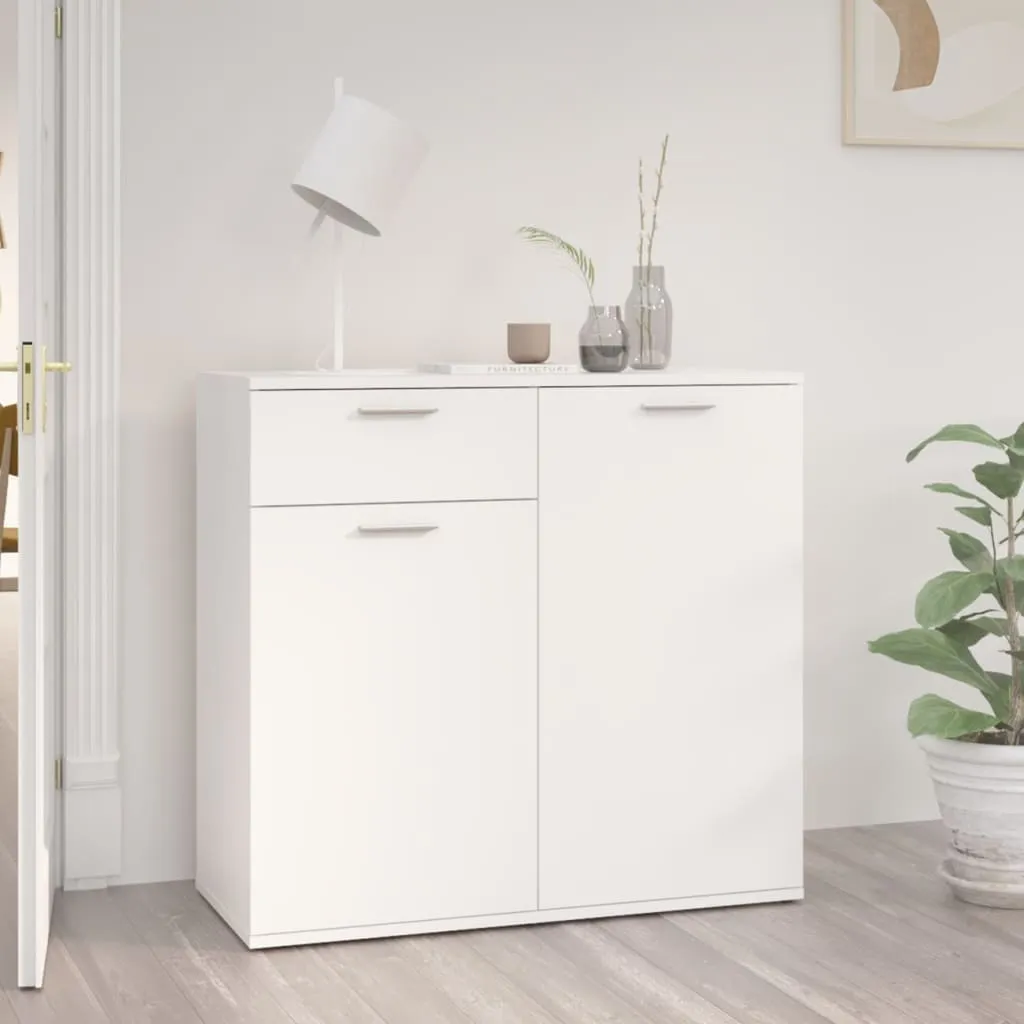 The Living Store Madia bianca 80x36x75 cm Materiale a base di legno