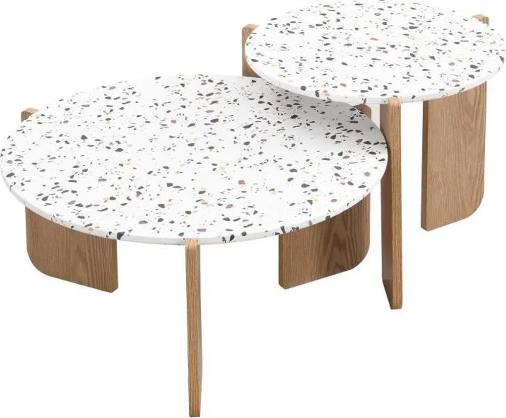 Table basse pliante beige lot de 2 - Table d'appoint gain de place salon