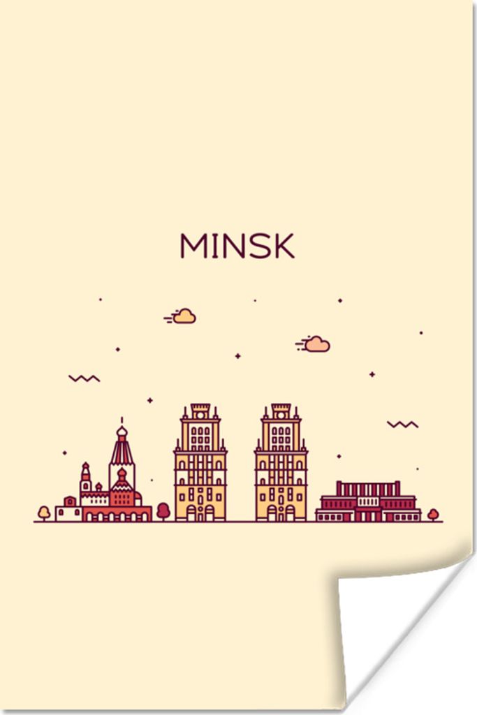 MuchoWow Poster Minsk - Belarus - Skyline 120x180 cm - Kunstposter