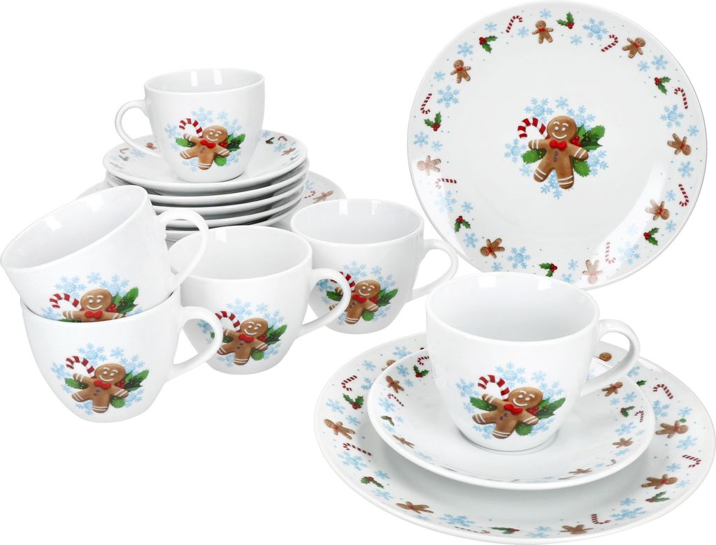 18tlg Kaffeeservice Candyman Porzellan 6 Pers. Tassen Produktbild 