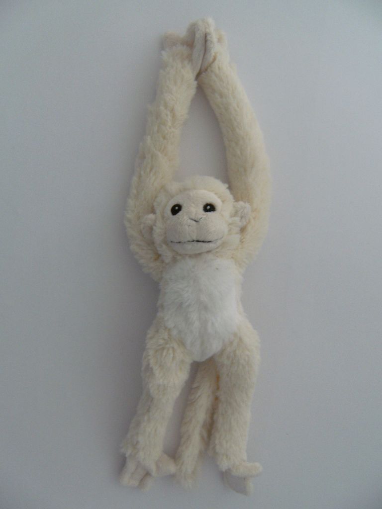 Plüschtier Affe 40 cm, weiß beige, Hängeaffe Affen Hängeaffen Kuscheltiere Stofftiere Klettband
