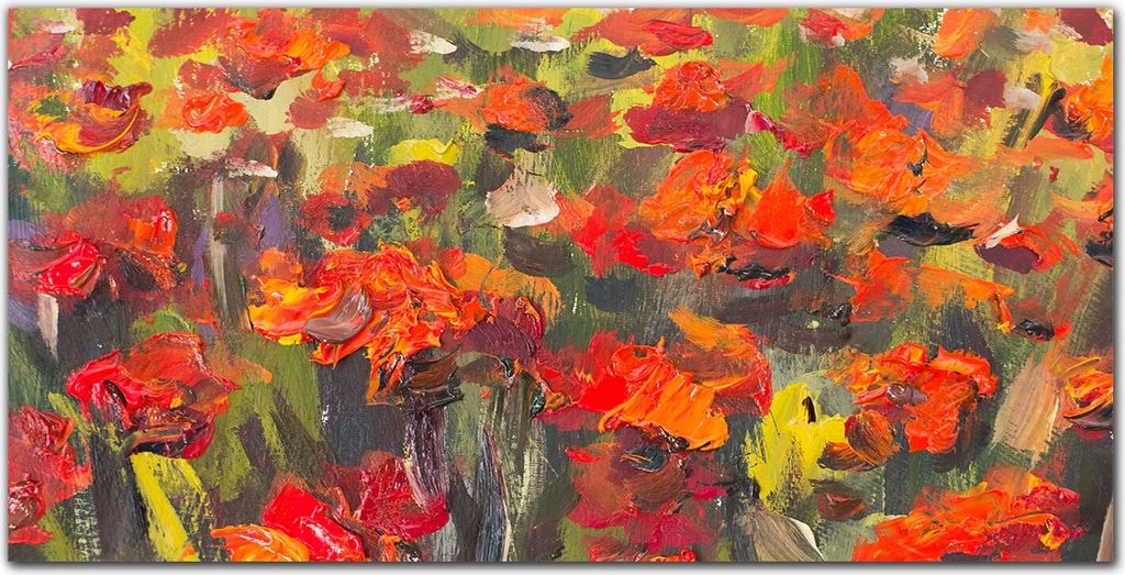 Coloray Bild aus Acryl 100 cm x 50 cm - Wanddekoration Küche Acrylblock mit Bild Dekoration Wohnzimmer Gehärtetes Acryl - Mohnblumen Malerei