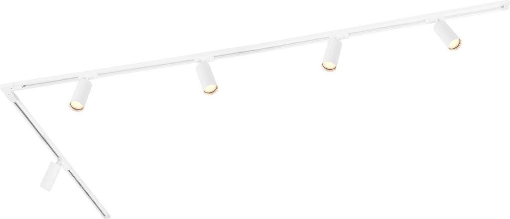 Ledvion - Schienensystem lampen, 3m, 1-Phasen, ohne GU10 Leuchtmittel, Weiss, 5-flammig Spot, spotlight, deckenspot, deckenstrahler, strahler lampe