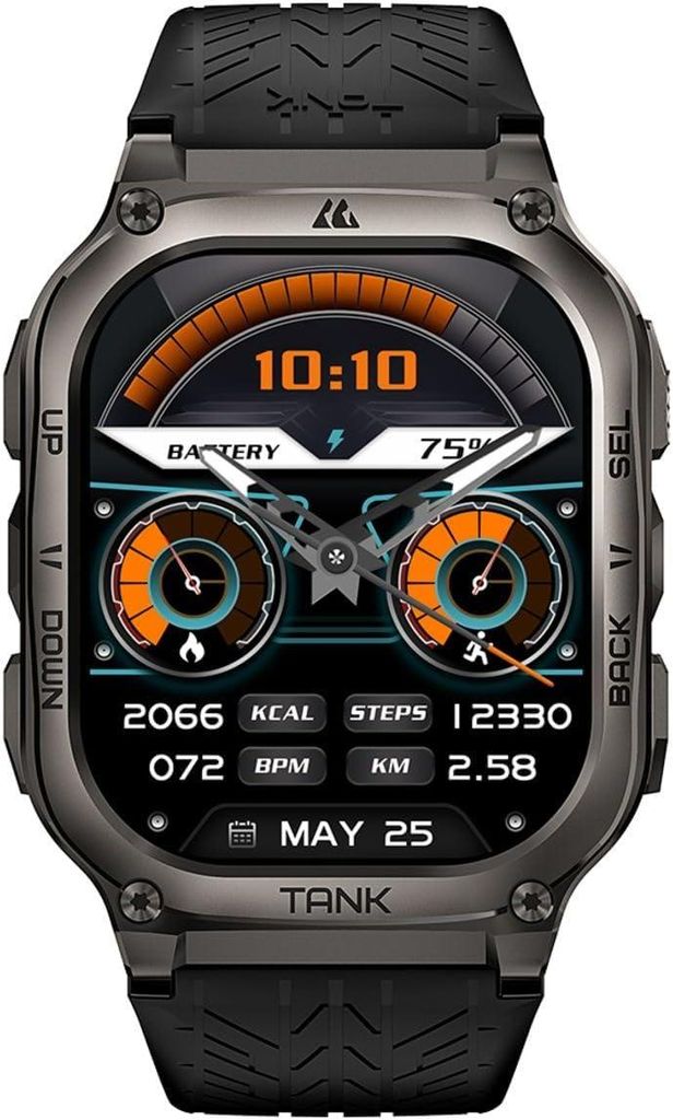 KOSPET Tank M3 Smartwatch 49 mm mit Bluetooth Anrufen AMOLED Display IP69K wasserdicht 170 Sportmodi Militärstandard Fitnessuhr für Android iOS