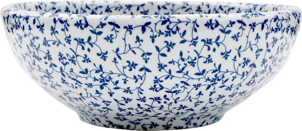 vidaXL Aufsatzwaschbecken Weiß und Blau Rund Ø41x14 cm Keramik