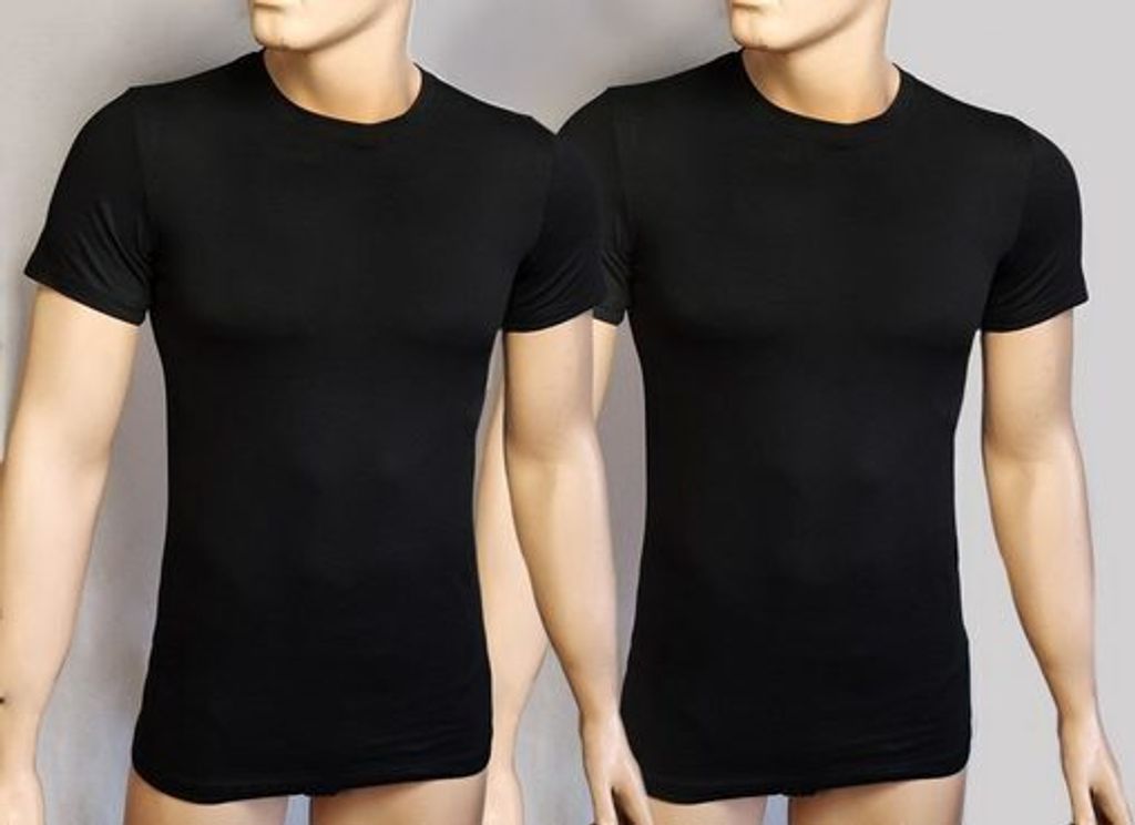Toker Collection T-Shirt Herren Basic T-Shirt 2er Pack Rundhals Ausschnitt, Gr. 3XL, Schwarz