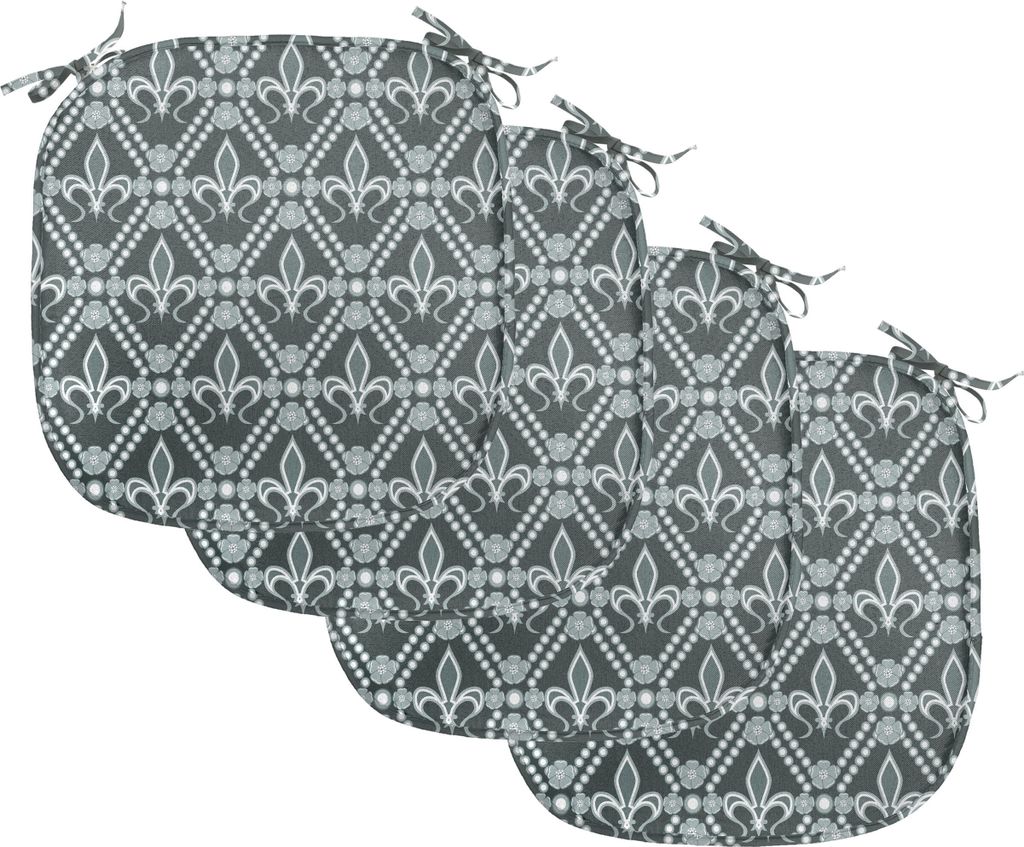 ABAKUHAUS Fleur De Lis Polster für Esszimmerstühle, Rectangle Motive, Dekoratives wasserfestes Kissen mit Riemen für Küchensitze, 40 cm x 40 cm...