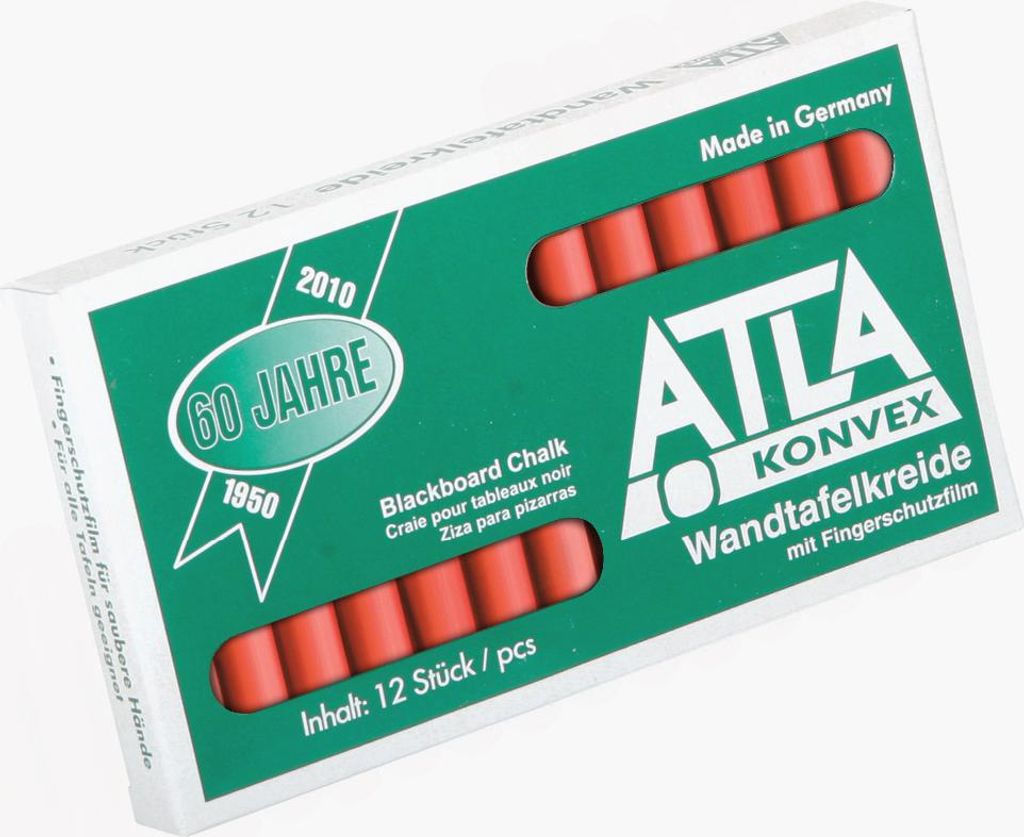 Farbkreide 12er Pack rot im Karton fettfrei, oval, staubarm Produktbild 