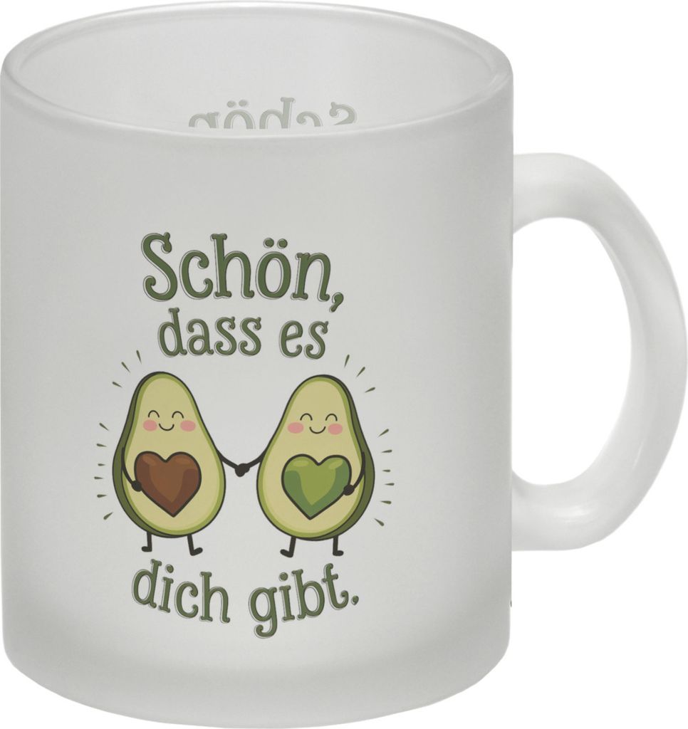 Avocado Herzkerne Glas Tasse Schön dass es Dich gibt