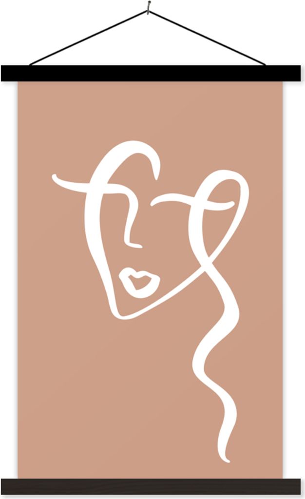 MuchoWow Textilposter Gesicht - Frau - Abstrakt 40x60 cm mit schwarzem Rahmen - Wanddekorationen