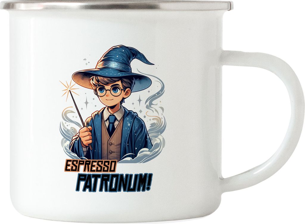 Espresso Patronum Zauberer Emaille Tasse - Witziger Koffeinschub